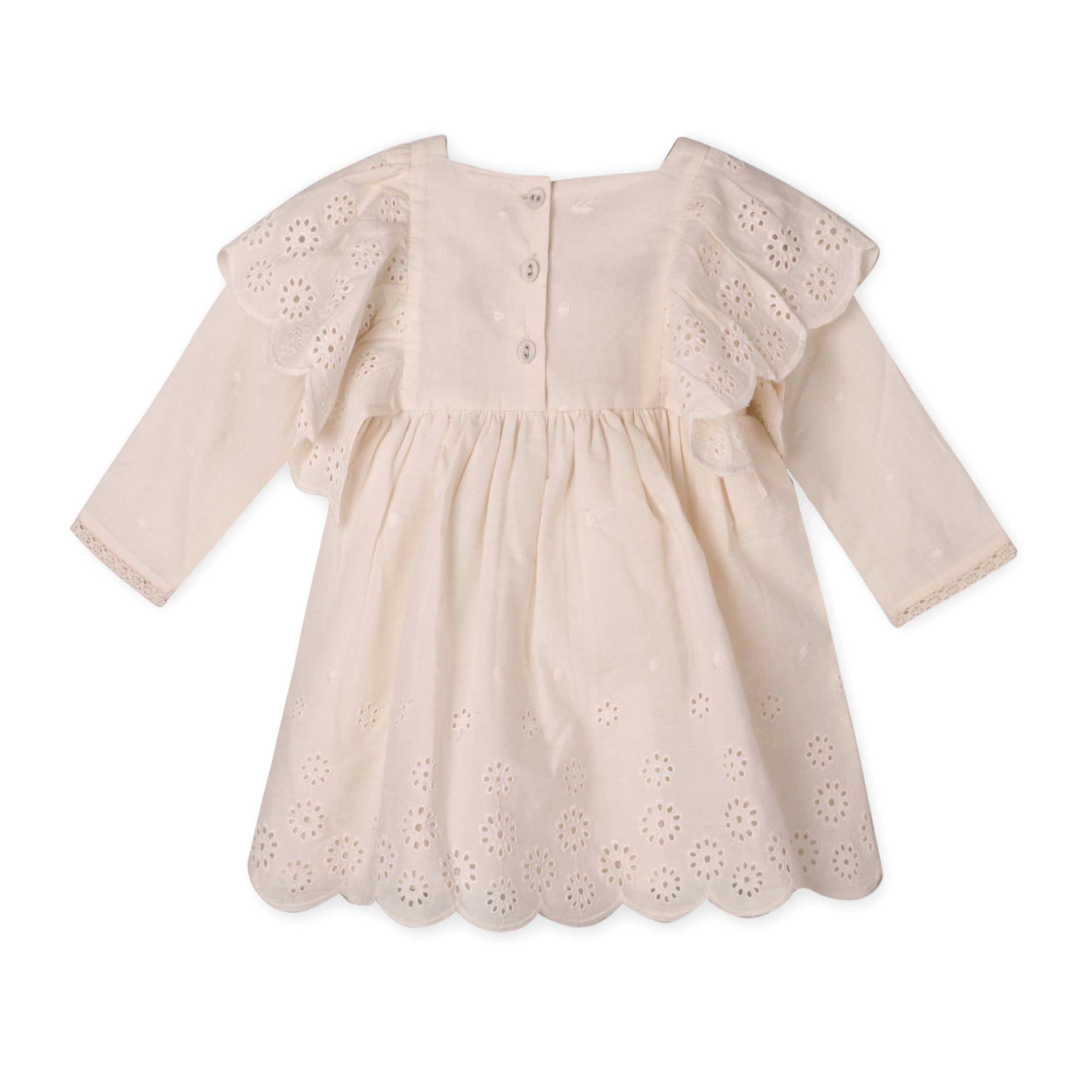 Schiffli Lace Collar Baby Girl Dress & Bloomer (Organic): Natural, 3-6M - Image 5
