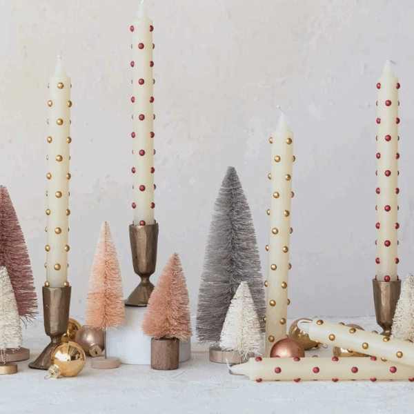 Unscented Taper Candles with 3D Dots in Box, Set of 2 - Image 2