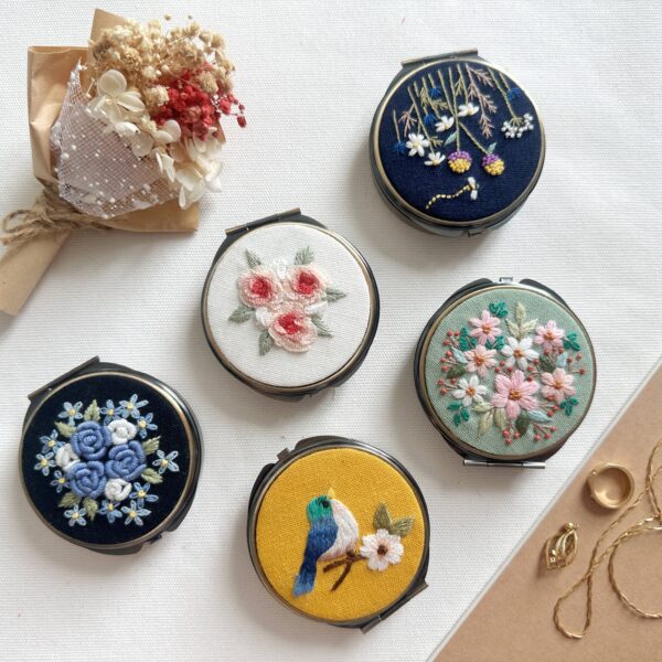 Quince Fables - Floral Embroidered Round Jewelry Box With Mirror
Success - Image 2