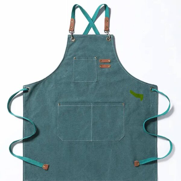 Heavy Cotton Canvas Cross Back Aprons: Blue - Image 9