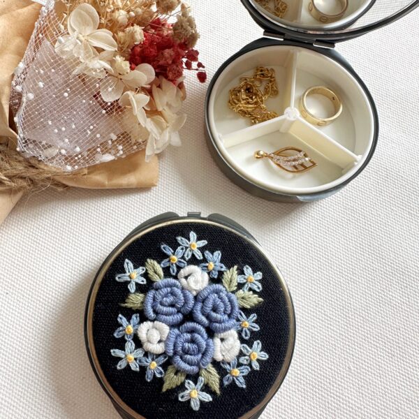 Quince Fables - Floral Embroidered Round Jewelry Box With Mirror
Success - Image 5