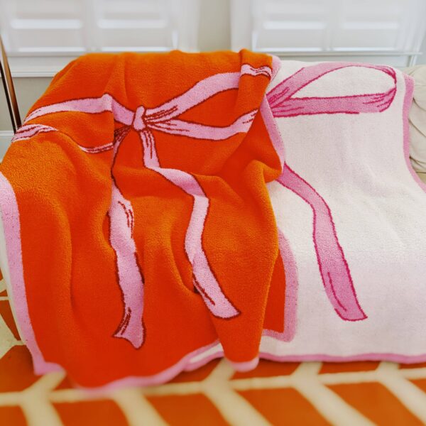 My Only Bow Coziest Blanket: Orange/Pink - Image 2