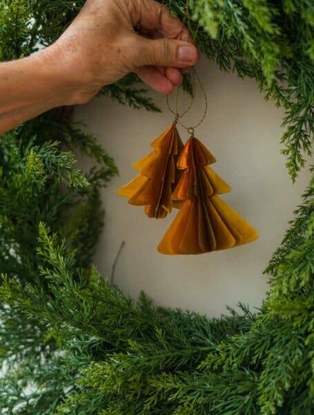 Brass Tree Origami Ornament L - Image 3