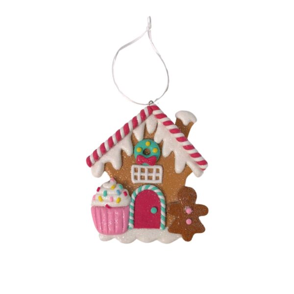 PASTEL PERFECTION GINGERBREAD HOUSE ORNAMENT 2 ASST. 4" X 3. - Image 2