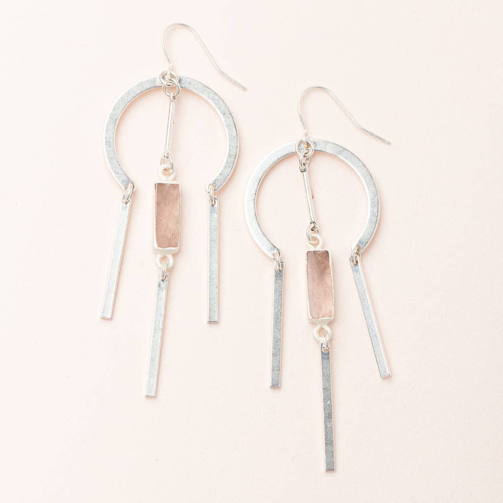 Dream Stone Earring - Rose Quartz/Silver