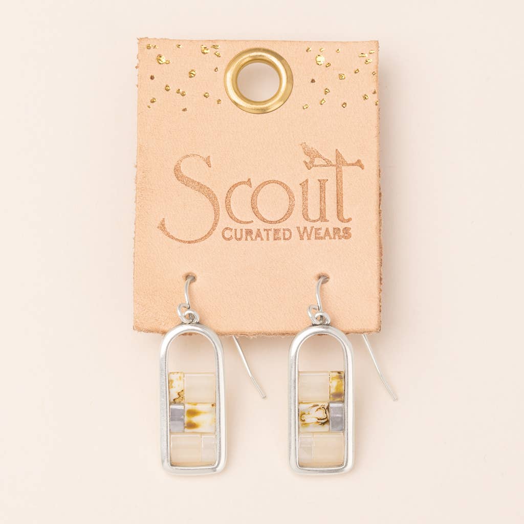 Good Karma Miyuki Frame Earring - Ivory/Silver - Image 2